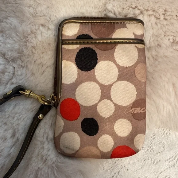 COACH Authentic Polka Dot Poppy Watercolor Tote Bag & Matching Small Wristlet - Picture 13 of 16